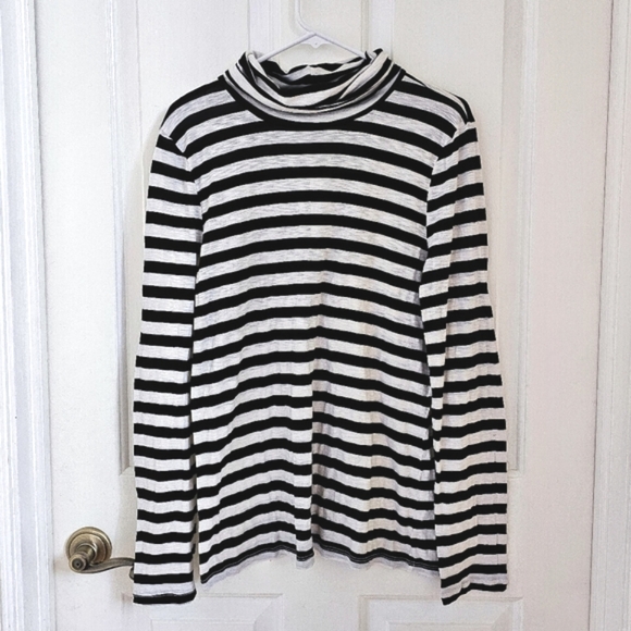 NWT Michael Stars Size XL Black & White Stripe Turtleneck Supima Cotton Basic - Picture 5 of 10